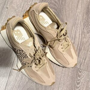 New Balance Beige and Leopard Print Sneakers